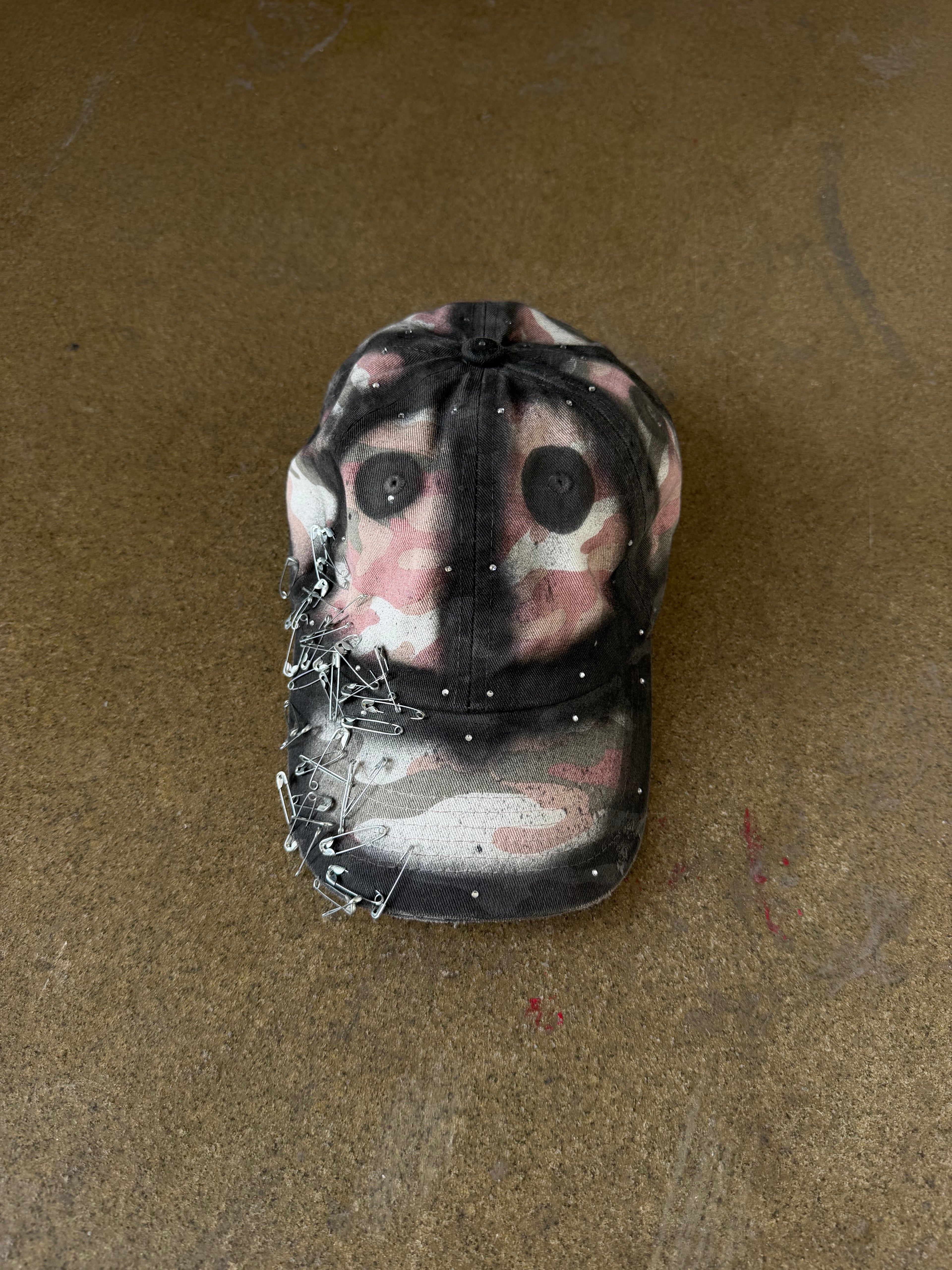 NOUCHI X KMORPH - 1OF1 PINNED RHINESTONE PINK/GREY/WHITE CAMO CAP