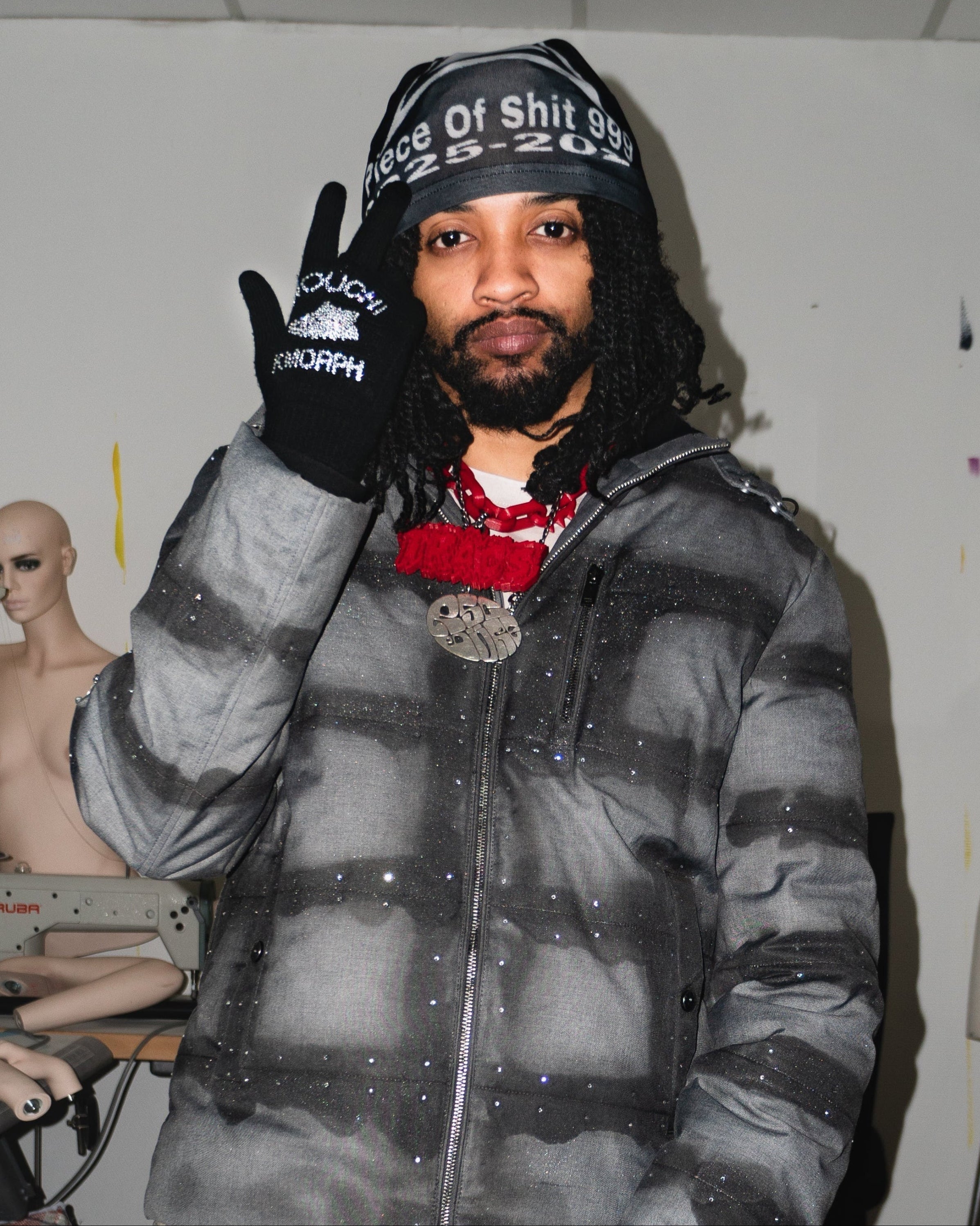 NOUCHI X KMORPH - 1OF1 RHINESTONE PUFFER JACKET