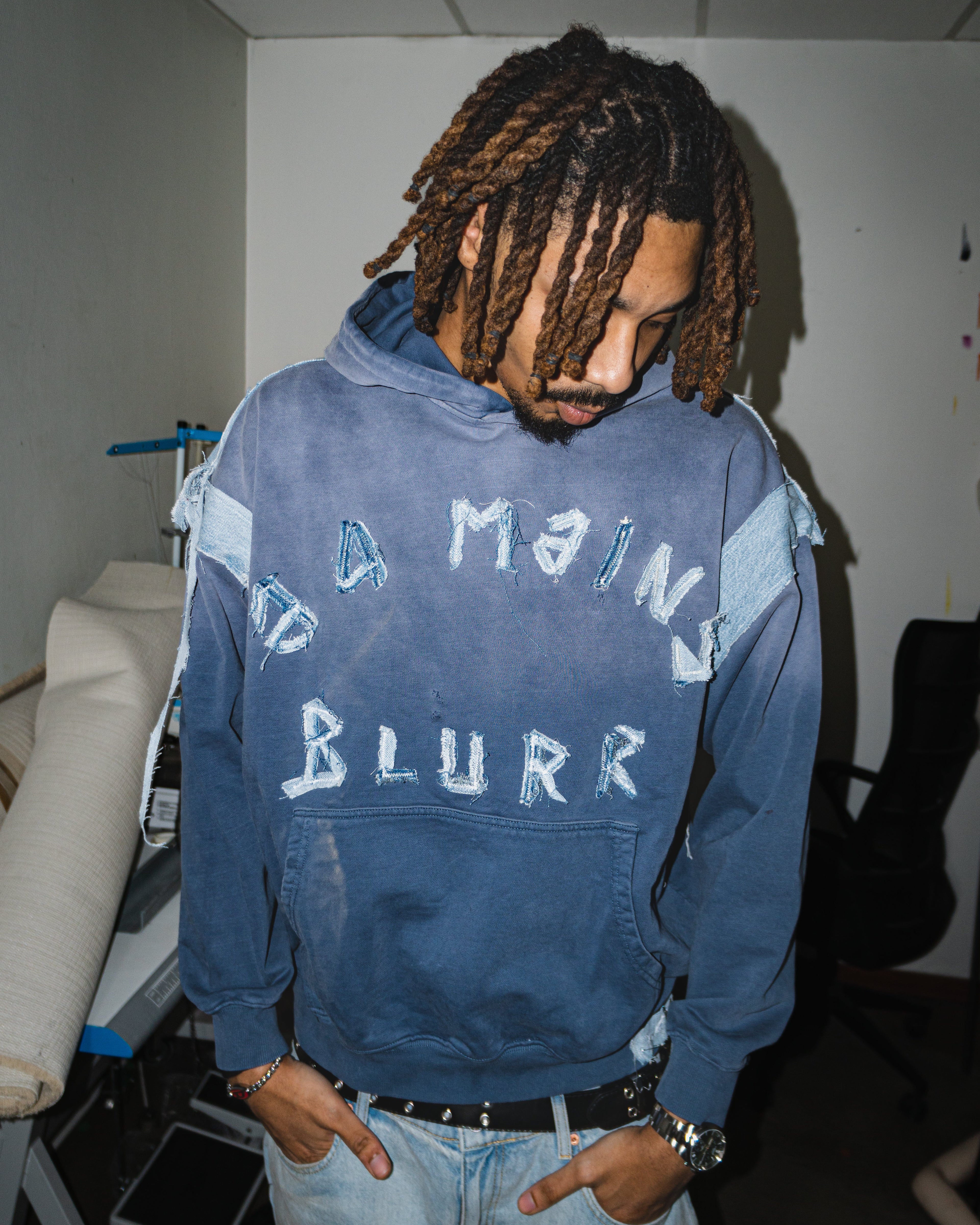NOUCHI X KMORPH - 1OF1 WASHED BLUE HOODIE "BLURR"
