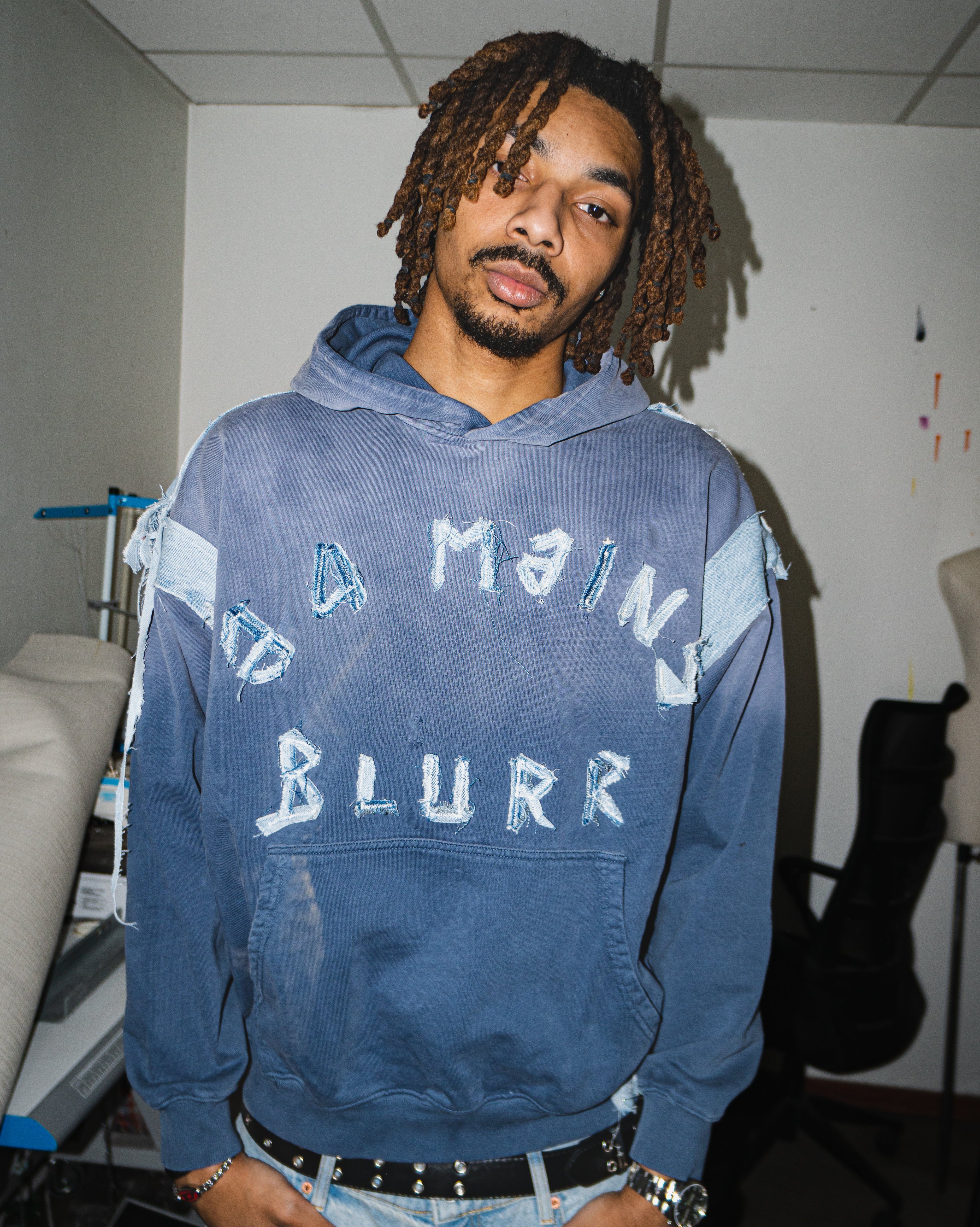 NOUCHI X KMORPH - 1OF1 WASHED BLUE HOODIE "BLURR"