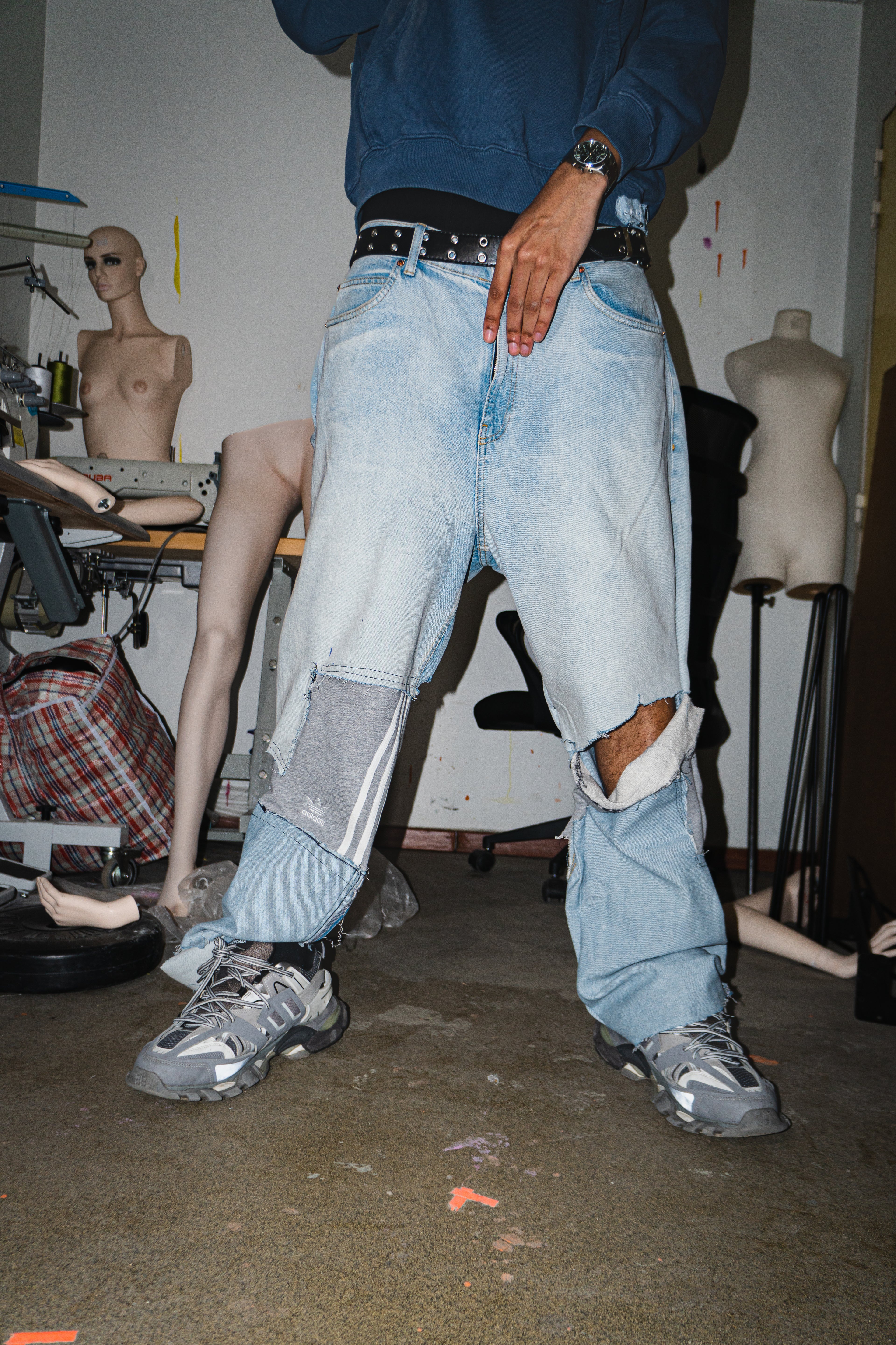 NOUCHI X KMORPH - 1OF1 BLUE ADI-PANT JEANS