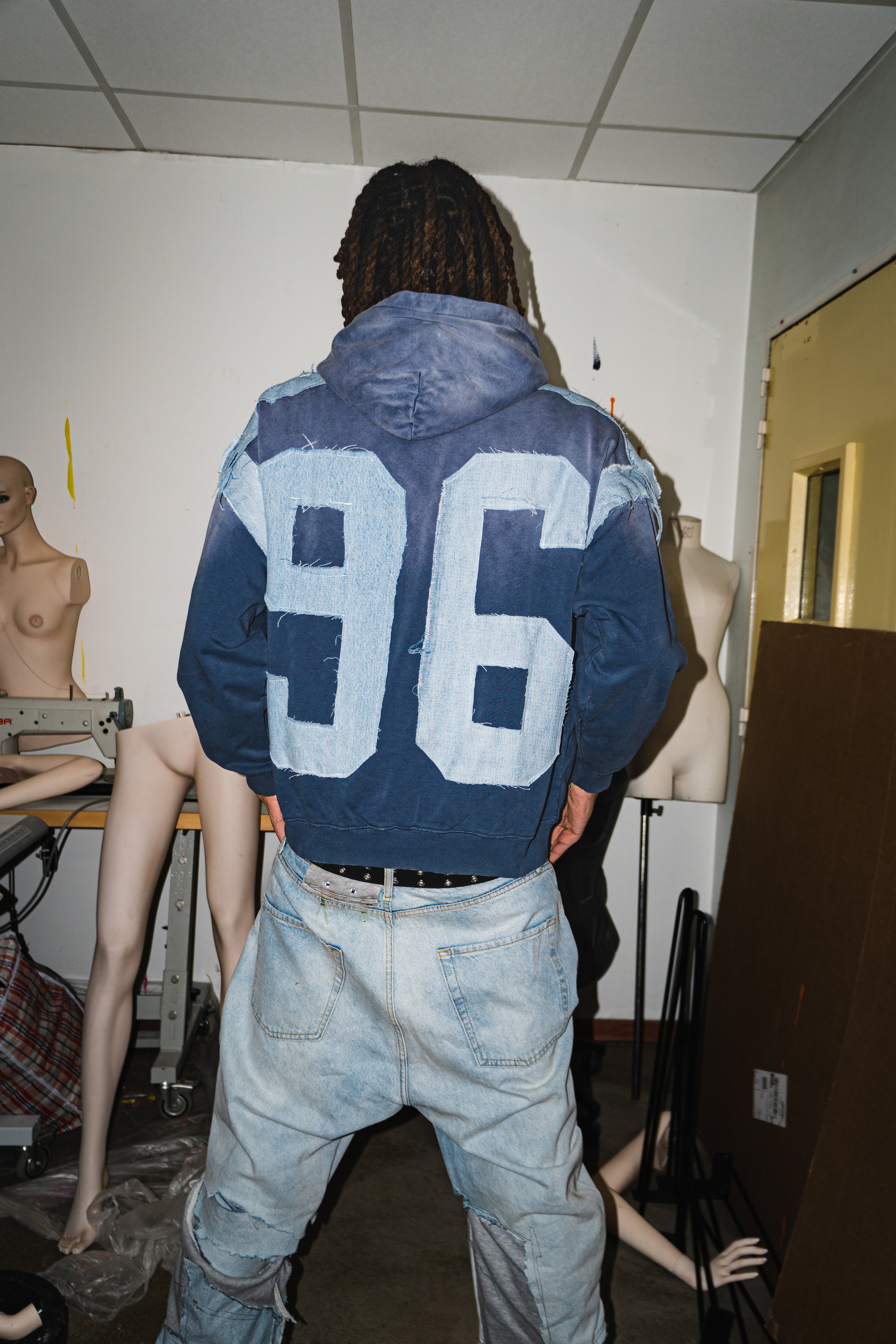 NOUCHI X KMORPH - 1OF1 WASHED BLUE HOODIE "BLURR"