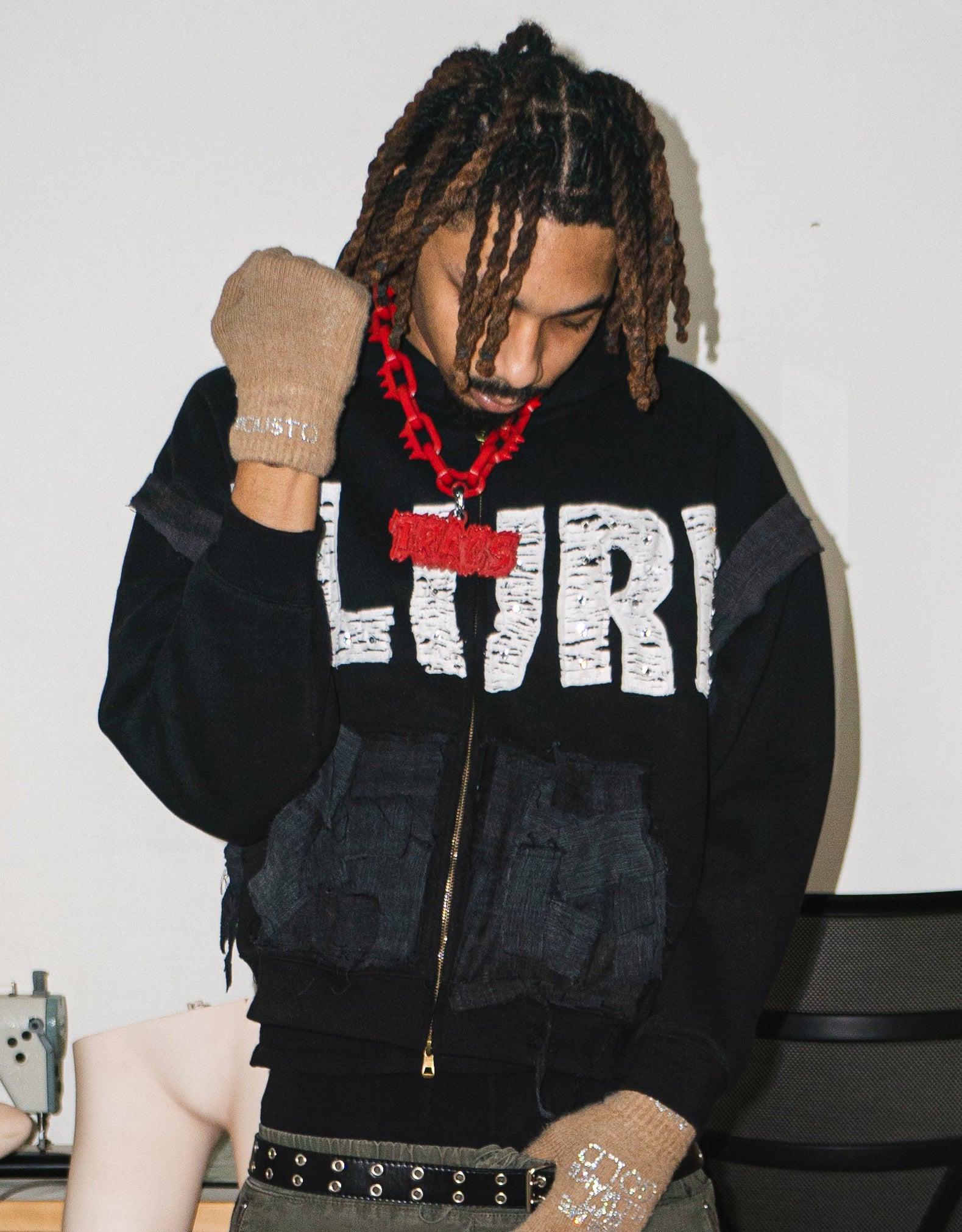 NOUCHI X KMORPH - 1OF1 BLACK ZIP HOODIE "BLURR"