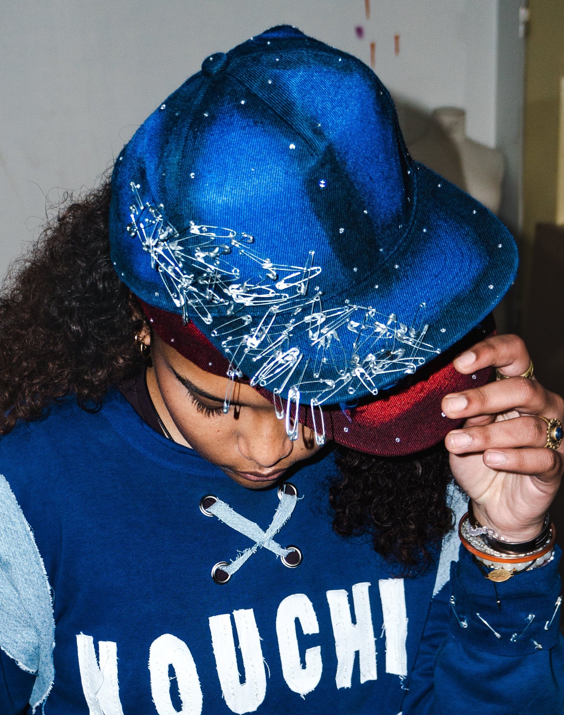 NOUCHI X KMORPH - 1OF1 PINNED BLUE RHINESTONE CAP