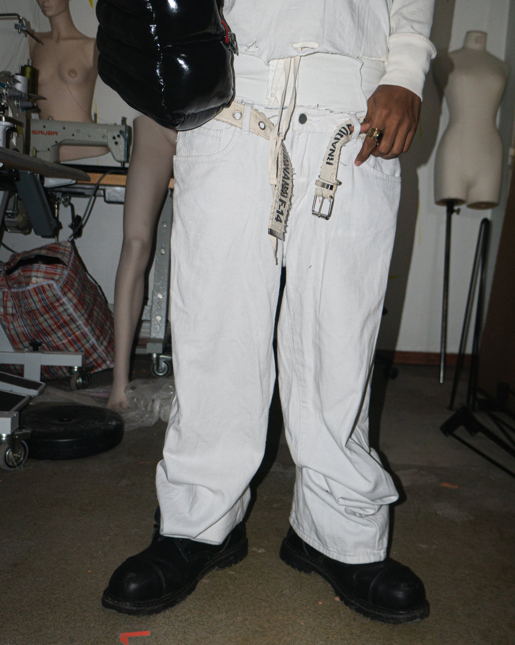 NOUCHI X KMORPH - 1OF1 WHITE DOUBLE WAIST PANT