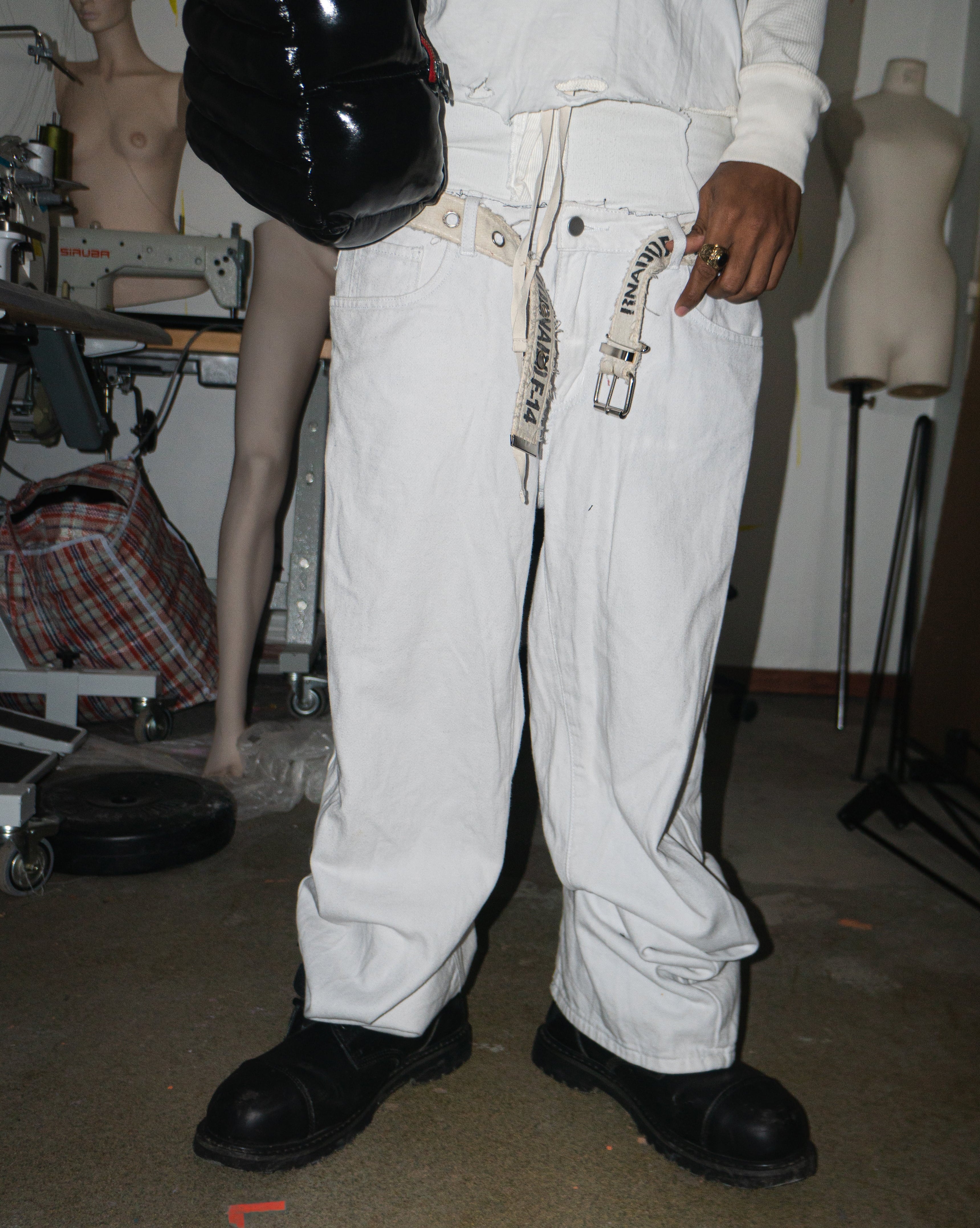 NOUCHI X KMORPH - 1OF1 WHITE DOUBLE WAIST PANT
