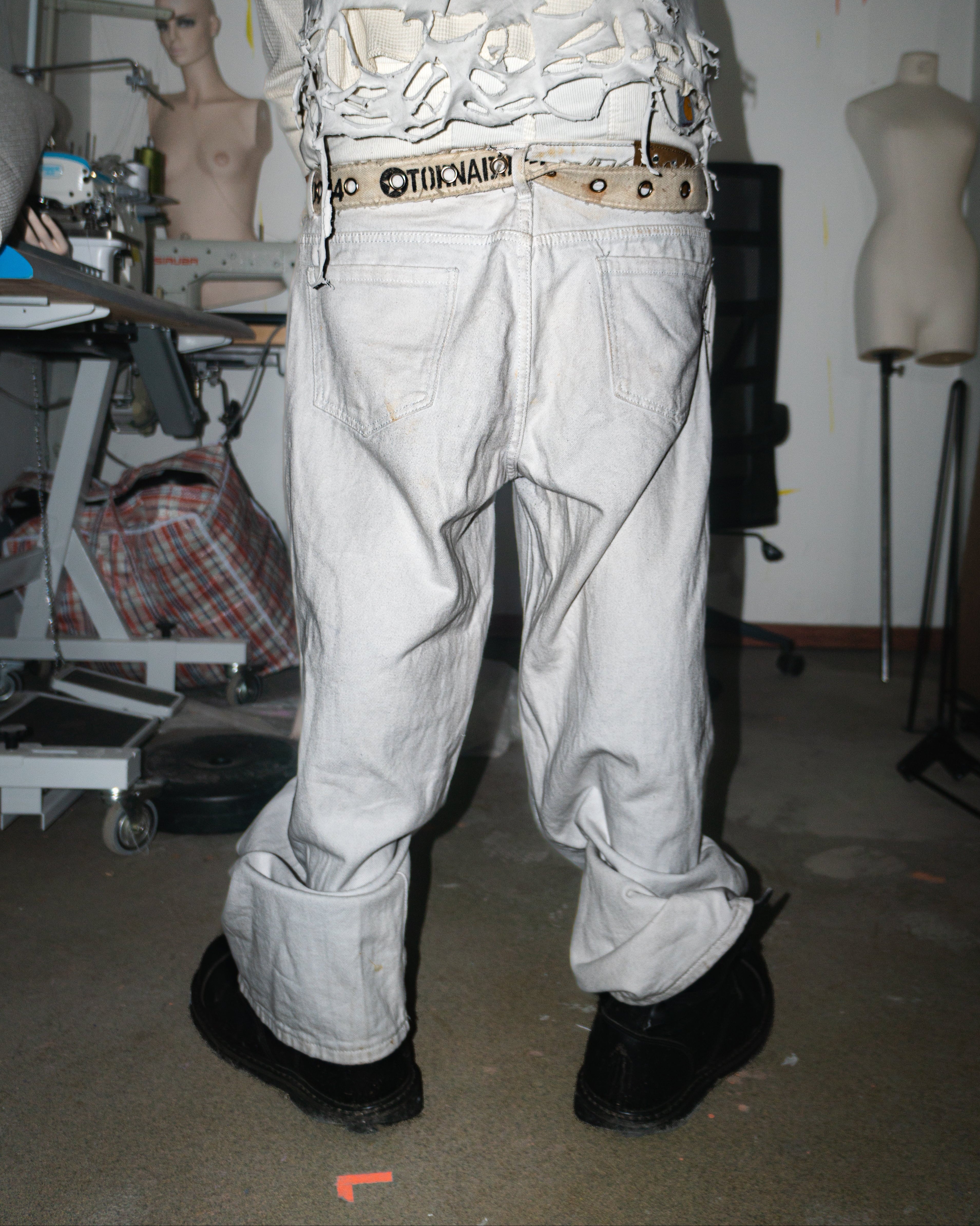 NOUCHI X KMORPH - 1OF1 WHITE DOUBLE WAIST PANT
