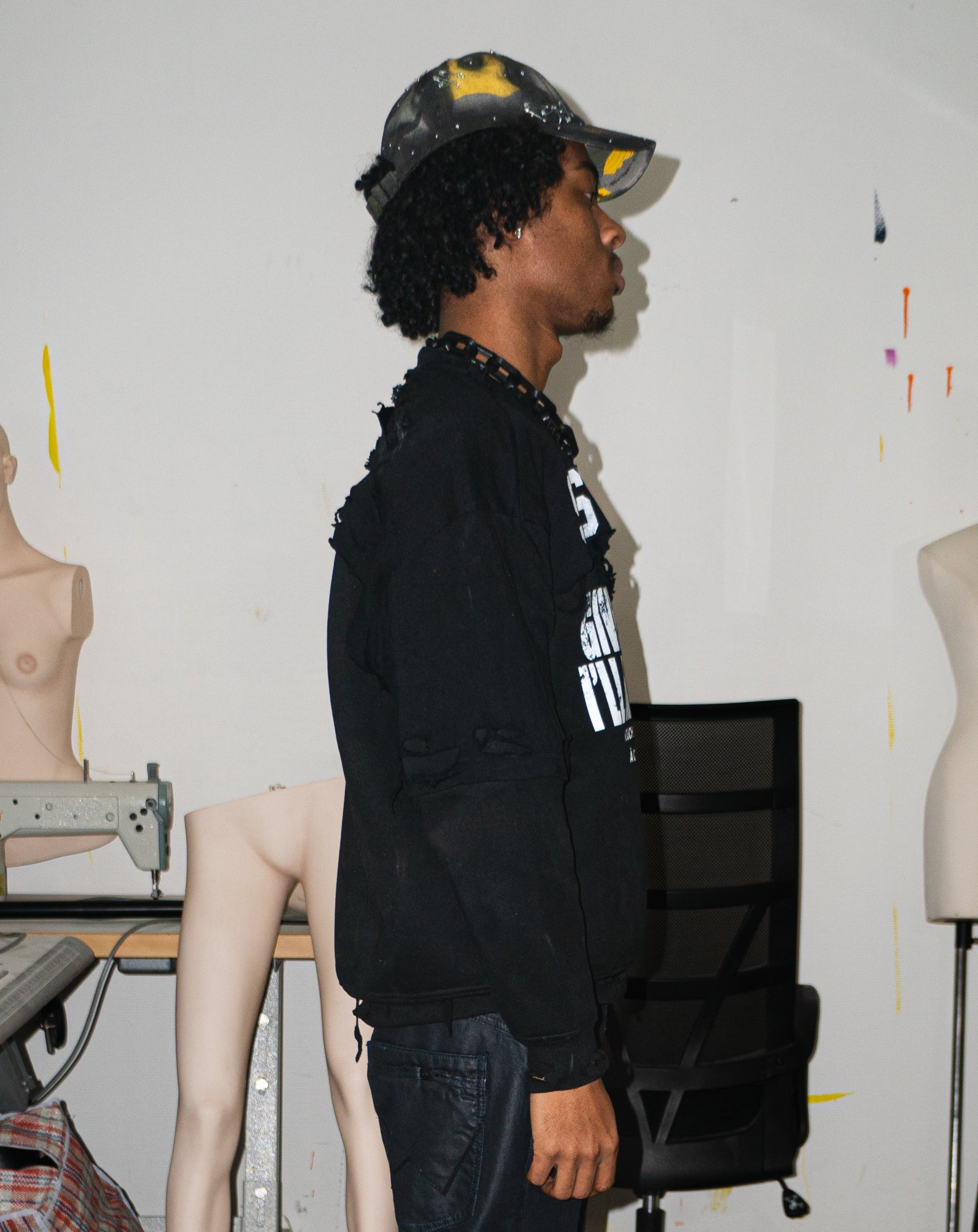 NOUCHI X KMORPH - 1OF1 BLACK SCRATCHING LONGSLEEVE "QUOTE"