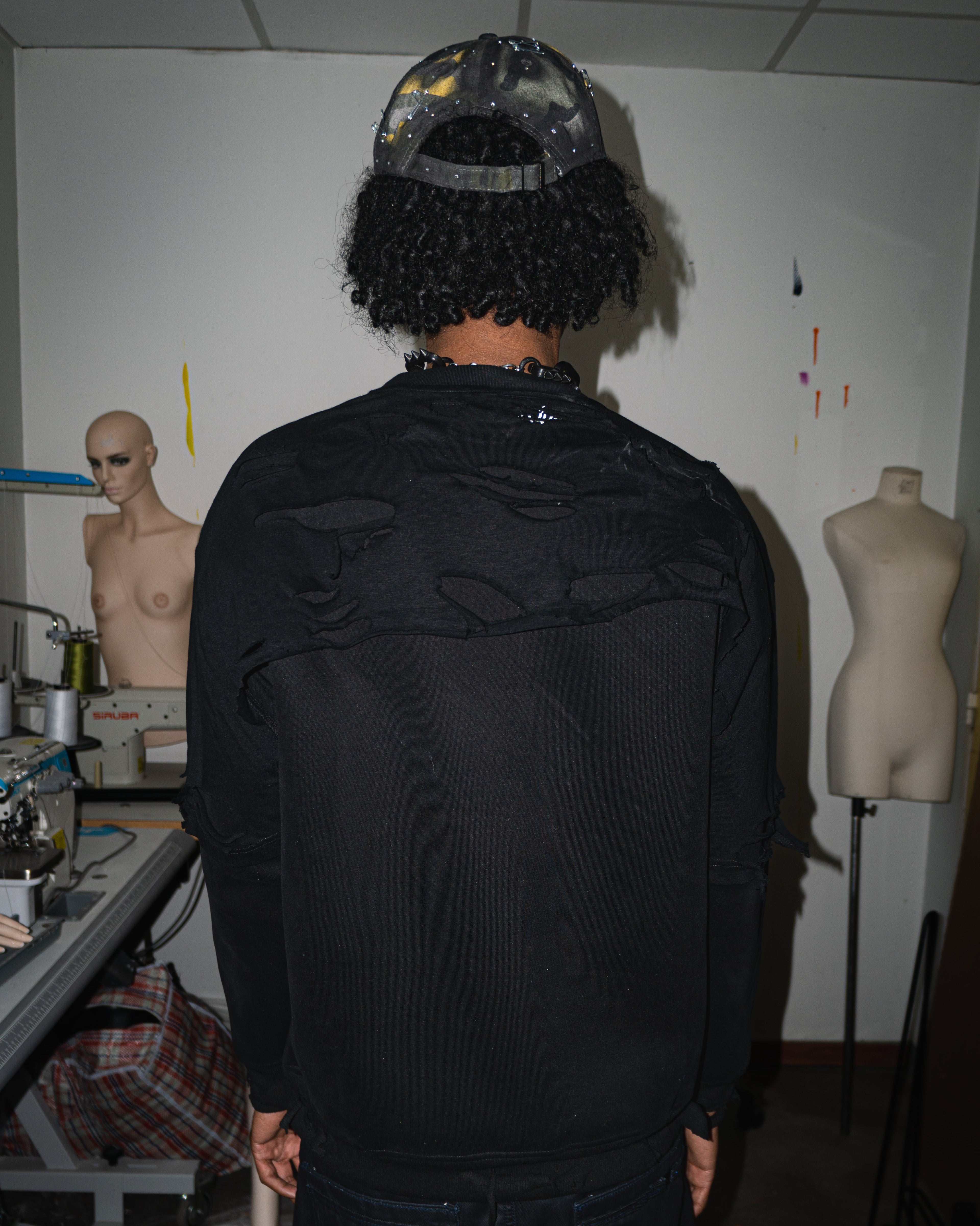NOUCHI X KMORPH - 1OF1 BLACK SCRATCHING LONGSLEEVE "QUOTE"
